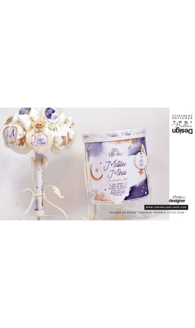 Trusou de botez pentru baieti cu praf de stele auriu, Twinkle Twinkle Little Star  15